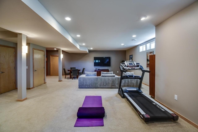 6846 Frank Lloyd Wright Ave, Middleton, WI 53562 - exercise area with recessed lighting and light colored carpet