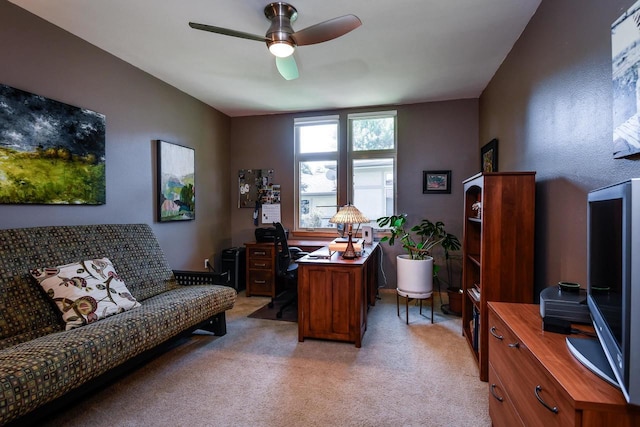 6846 Frank Lloyd Wright Ave, Middleton, WI 53562 - home office featuring light colored carpet and a ceiling fan