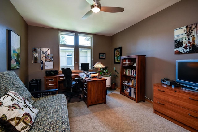 6846 Frank Lloyd Wright Ave, Middleton, WI 53562 - home office featuring a ceiling fan and light colored carpet