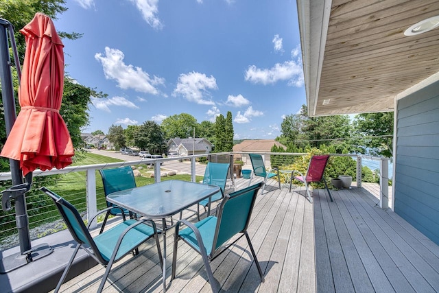 915 Mariane Ter, Lake Geneva, WI 53147 - wooden terrace featuring outdoor dining area