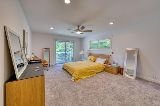915 Mariane Ter, Lake Geneva, WI 53147 - bedroom featuring access to outside, carpet floors, recessed lighting, and ceiling fan