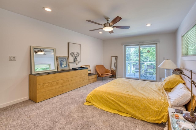 915 Mariane Ter, Lake Geneva, WI 53147 - bedroom with carpet, recessed lighting, a ceiling fan, and access to exterior