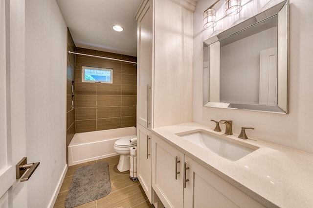 915 Mariane Ter, Lake Geneva, WI 53147 - full bath featuring vanity, shower / washtub combination, recessed lighting, and wood finished floors