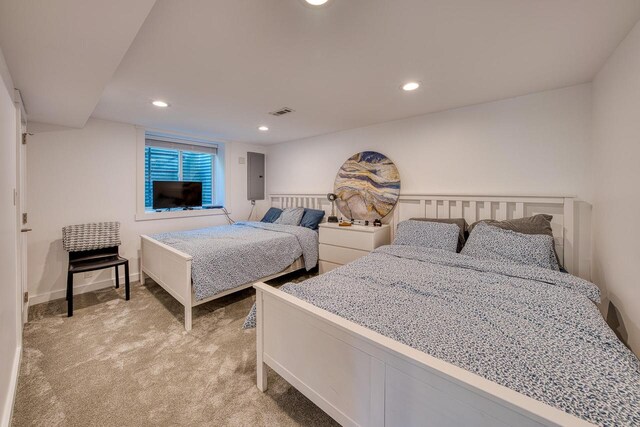 915 Mariane Ter, Lake Geneva, WI 53147 - bedroom with light carpet, recessed lighting, and electric panel