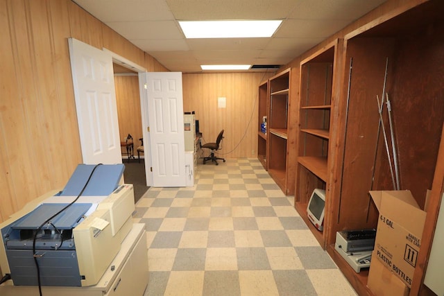 1503 St Lawrence Ave, Beloit, WI 53511 - office area with wooden walls, light flooring, and a drop ceiling