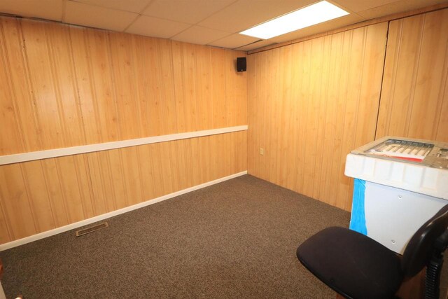 1503 St Lawrence Ave, Beloit, WI 53511 - carpeted spare room with wood walls, a drop ceiling, and a sauna