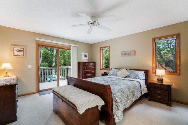 4129 Birch Crest Ln, Eau Claire, WI 54701 - bedroom featuring light carpet, access to outside, and ceiling fan