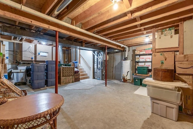 4129 Birch Crest Ln, Eau Claire, WI 54701 - unfinished basement with heating unit, water heater, and stairs