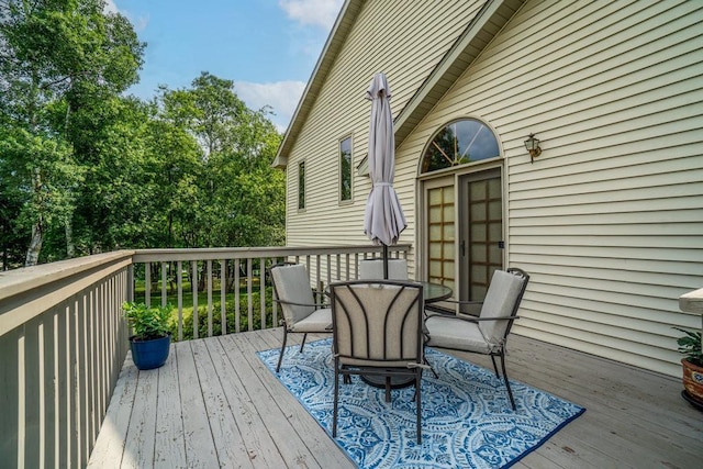 4129 Birch Crest Ln, Eau Claire, WI 54701 - wooden terrace with outdoor dining space