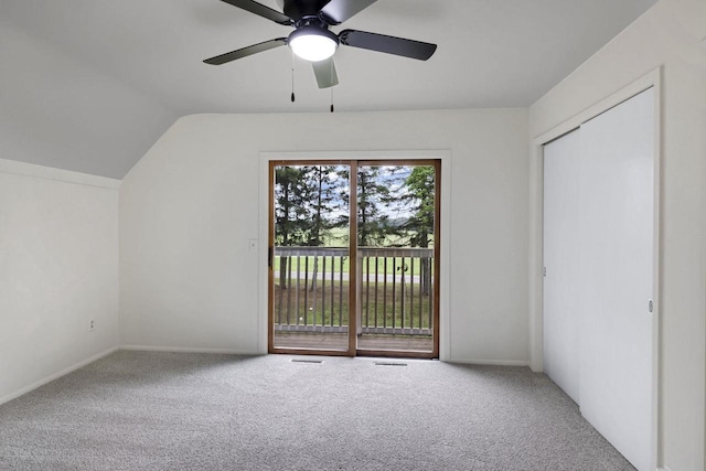 W2726 Marion St, Neshkoro, WI 54960 - additional living space with carpet flooring, a ceiling fan, and vaulted ceiling