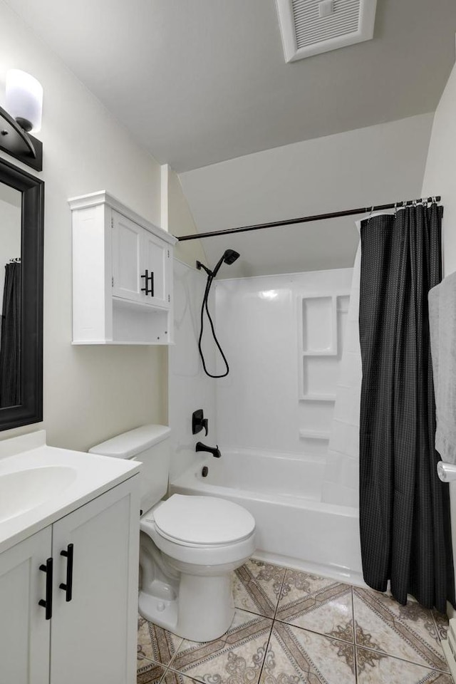W2726 Marion St, Neshkoro, WI 54960 - bathroom featuring vanity, shower / tub combo, and tile patterned flooring