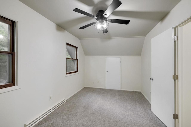 W2726 Marion St, Neshkoro, WI 54960 - bonus room with baseboard heating, lofted ceiling, ceiling fan, and carpet