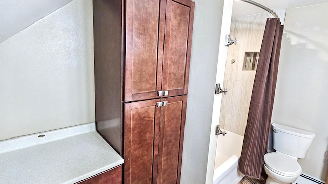 553 W 17th Ave, Oshkosh, WI 54902 - bathroom with a shower with curtain and a baseboard heating unit