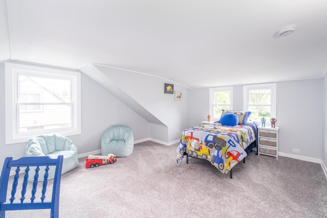 11114 8th Ave, Pleasant Prairie, WI 53158 - carpeted bedroom with vaulted ceiling and baseboards