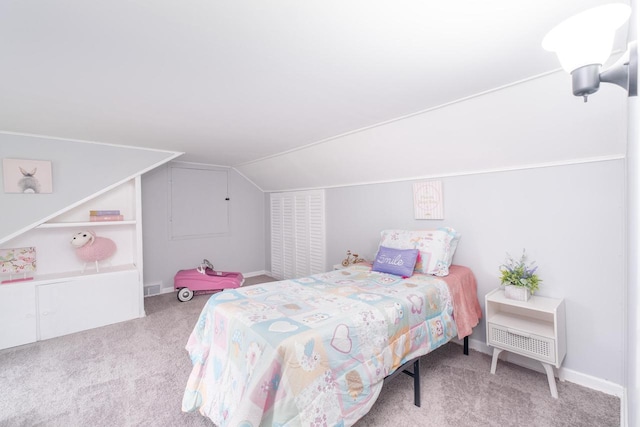 11114 8th Ave, Pleasant Prairie, WI 53158 - carpeted bedroom featuring vaulted ceiling and baseboards