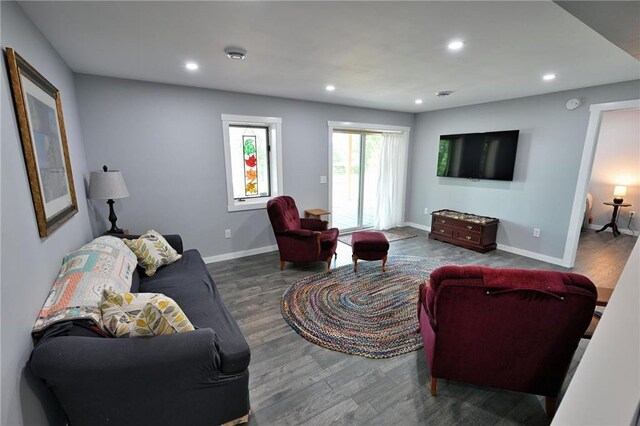 33516 No Mans Trl, Minong, WI 54859 - living room featuring wood finished floors and recessed lighting