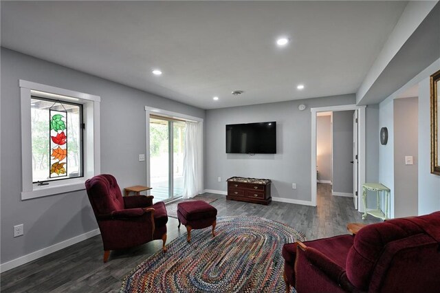 33516 No Mans Trl, Minong, WI 54859 - living area featuring dark wood finished floors and recessed lighting