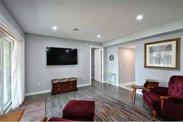 33516 No Mans Trl, Minong, WI 54859 - living room with dark wood-type flooring and recessed lighting