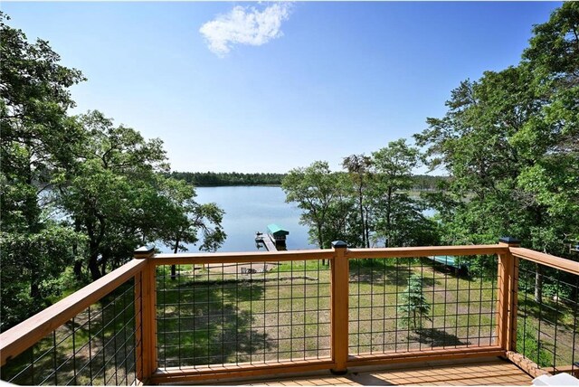 33516 No Mans Trl, Minong, WI 54859 - wooden deck featuring a water view