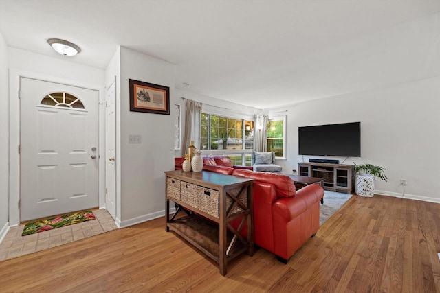 8088 N 65th St, Brown Deer, WI 53223 - living room featuring wood finished floors and baseboards