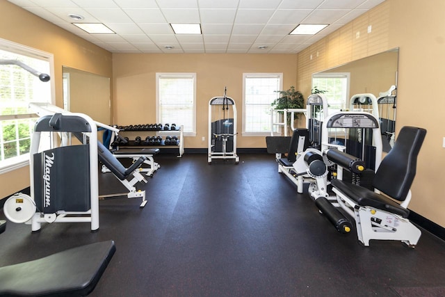 N165W20576 Berry Patch Rd Unit 702, Jackson, WI 53037 - exercise room with a drop ceiling and healthy amount of natural light