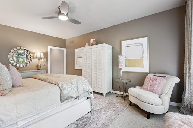 16885 Lake Rd Unit A, Brookfield, WI 53005 - carpeted bedroom featuring ceiling fan and baseboards
