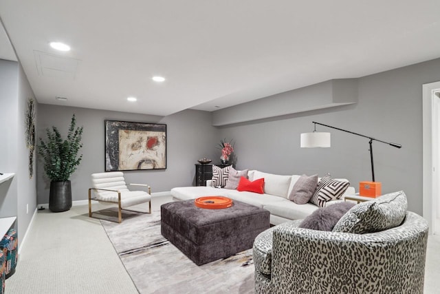 16885 Lake Rd Unit A, Brookfield, WI 53005 - living area featuring light colored carpet and recessed lighting