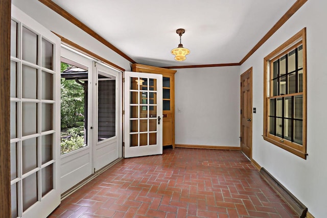 3023 Bruce Dr, Racine, WI 53404 - doorway to outside with brick floors and ornamental molding