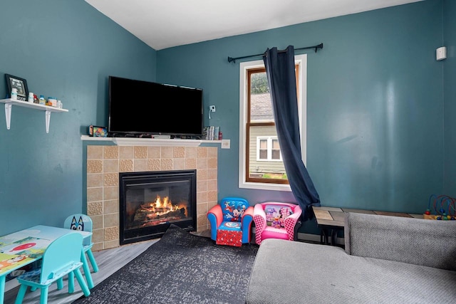1418 W Washington St, Appleton, WI 54914 - rec room with a tile fireplace