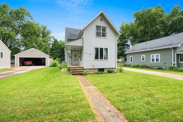 1418 W Washington St, Appleton, WI 54914 - view of front facade with an outbuilding, a garage, a front lawn, and roof with shingles