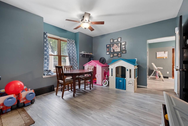 1418 W Washington St, Appleton, WI 54914 - game room with ceiling fan and wood finished floors