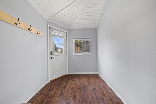 513 61st St, Kenosha, WI 53143 - doorway featuring wood finished floors and wood ceiling