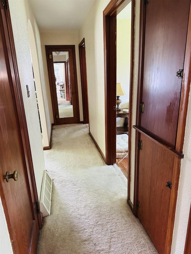 1117 21st St, Monroe, WI 53566 - hallway featuring light carpet and baseboards