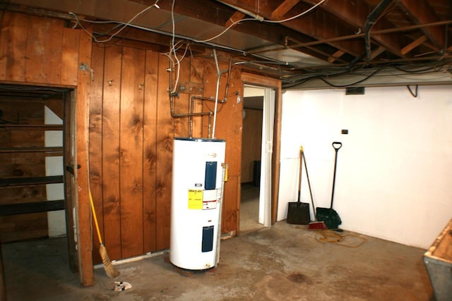 4228 N 52nd St, Milwaukee, WI 53216 - unfinished basement with electric water heater and wooden walls