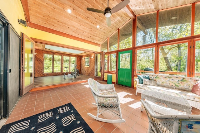 W296N2978 Franciscan Rd, Pewaukee, WI 53072 - sunroom / solarium with a ceiling fan and vaulted ceiling