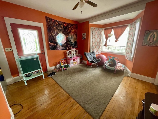 1116 Liberty Ave, Beloit, WI 53511 - rec room with hardwood / wood-style floors, plenty of natural light, and ceiling fan