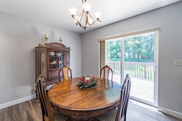 6615 Cavin Dr, Wausau, WI 54401 - dining area featuring a chandelier and wood finished floors