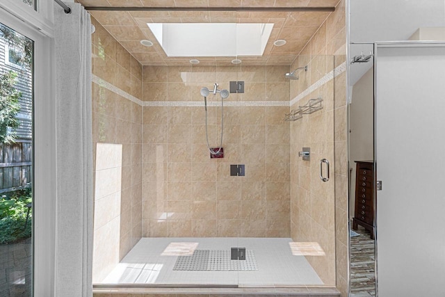 1824 W Reid Dr, Appleton, WI 54914 - full bathroom featuring a skylight and a shower stall