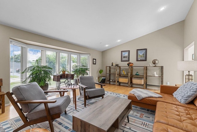 1824 W Reid Dr, Appleton, WI 54914 - living area with lofted ceiling, healthy amount of natural light, light wood finished floors, and recessed lighting