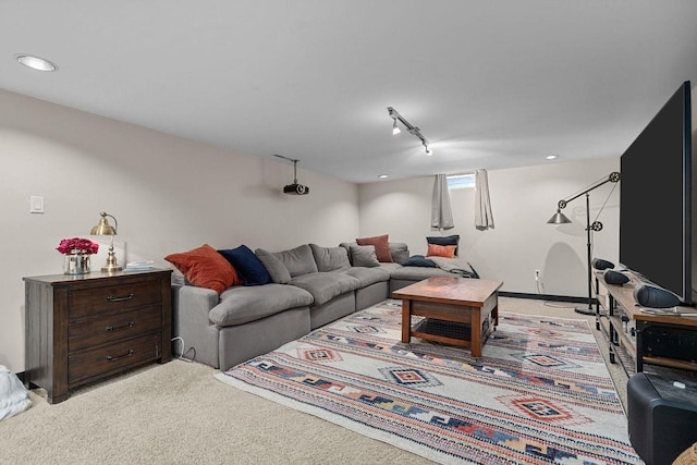 1824 W Reid Dr, Appleton, WI 54914 - living room featuring light carpet, recessed lighting, and track lighting