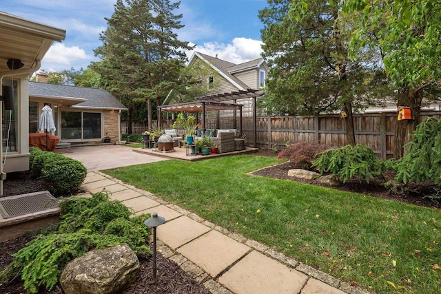 1824 W Reid Dr, Appleton, WI 54914 - fenced backyard featuring a pergola, a patio area, and an outdoor hangout area
