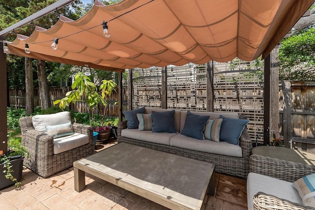 1824 W Reid Dr, Appleton, WI 54914 - fenced backyard with an outdoor hangout area, a pergola, and a patio