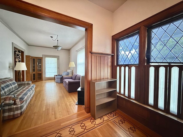 195 E Park Ave, Berlin, WI 54923 - foyer with hardwood / wood-style flooring and ornamental molding
