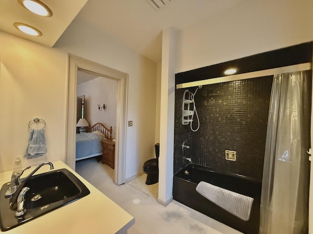 195 E Park Ave, Berlin, WI 54923 - full bathroom featuring shower / tub combo, ensuite bath, and vanity