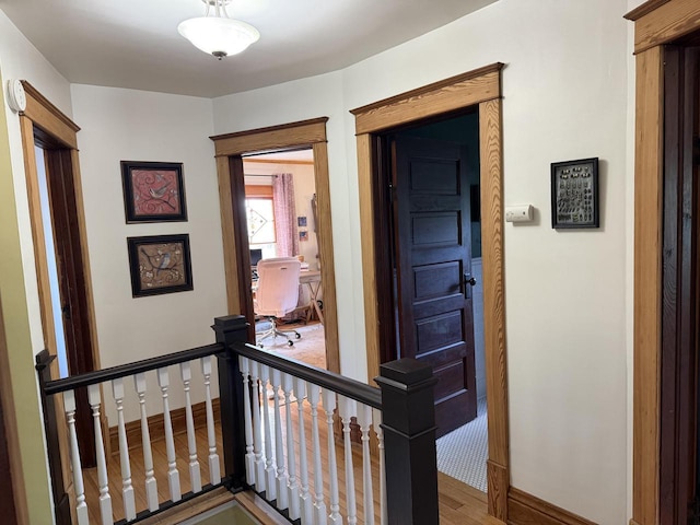 2505 Robinsdale Ave, La Crosse, WI 54601 - hallway with an upstairs landing and wood finished floors