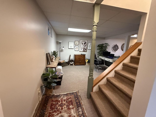 2505 Robinsdale Ave, La Crosse, WI 54601 - finished basement featuring carpet floors, a drop ceiling, and stairway