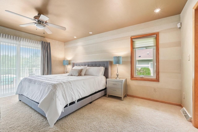 3426 W Links Dr, Franklin, WI 53132 - bedroom featuring carpet flooring, access to exterior, a ceiling fan, and recessed lighting