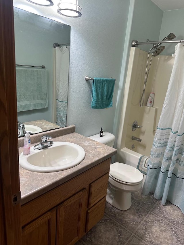 W6767 Pine Ave, Medford, WI 54451 - full bath with vanity, shower / tub combo, and tile patterned flooring
