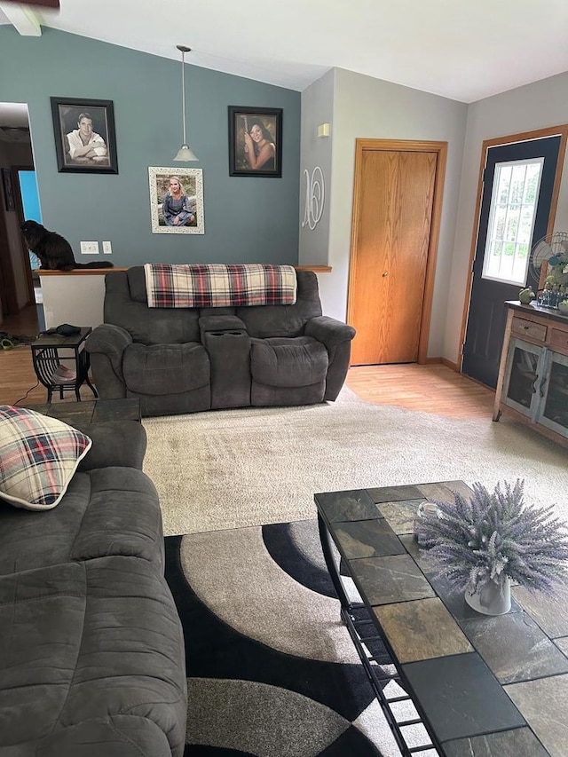 W6767 Pine Ave, Medford, WI 54451 - living room with vaulted ceiling and wood finished floors