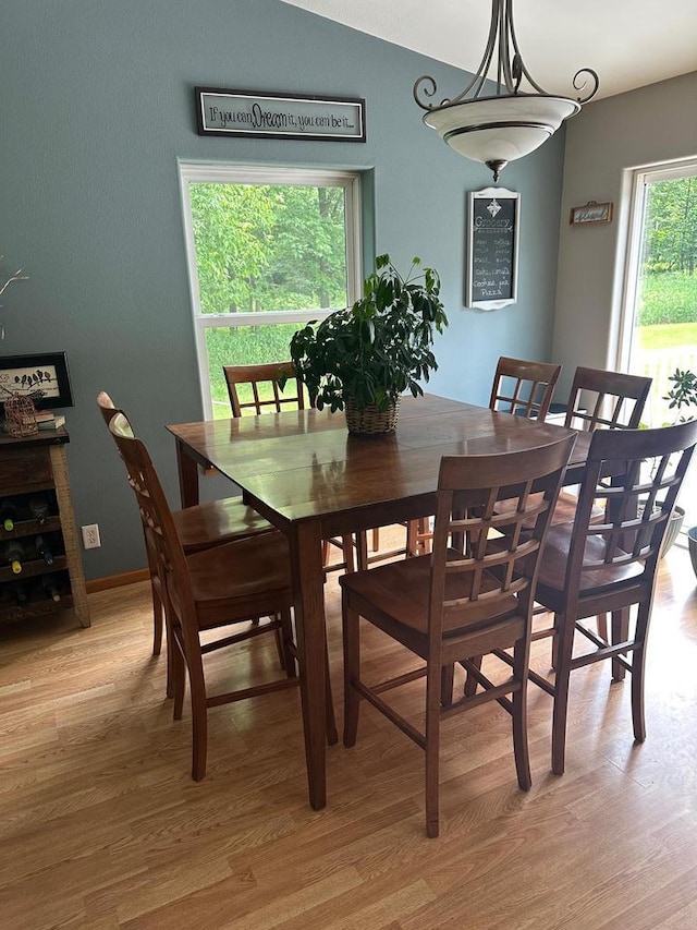 W6767 Pine Ave, Medford, WI 54451 - dining room with light wood-style floors and vaulted ceiling